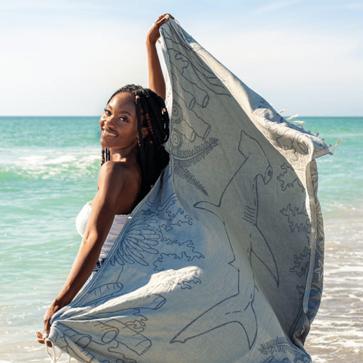 Sand Cloud Sage Hammerhead Reef Beach Towel - BoardCo