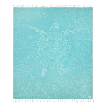 Sand Cloud Turquoise Sea Turtle Reef Large Beach Towel - BoardCo
