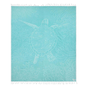 Sand Cloud Turquoise Sea Turtle Reef Large Beach Towel - BoardCo