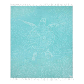 Sand Cloud Turquoise Sea Turtle Reef Large Beach Towel - BoardCo