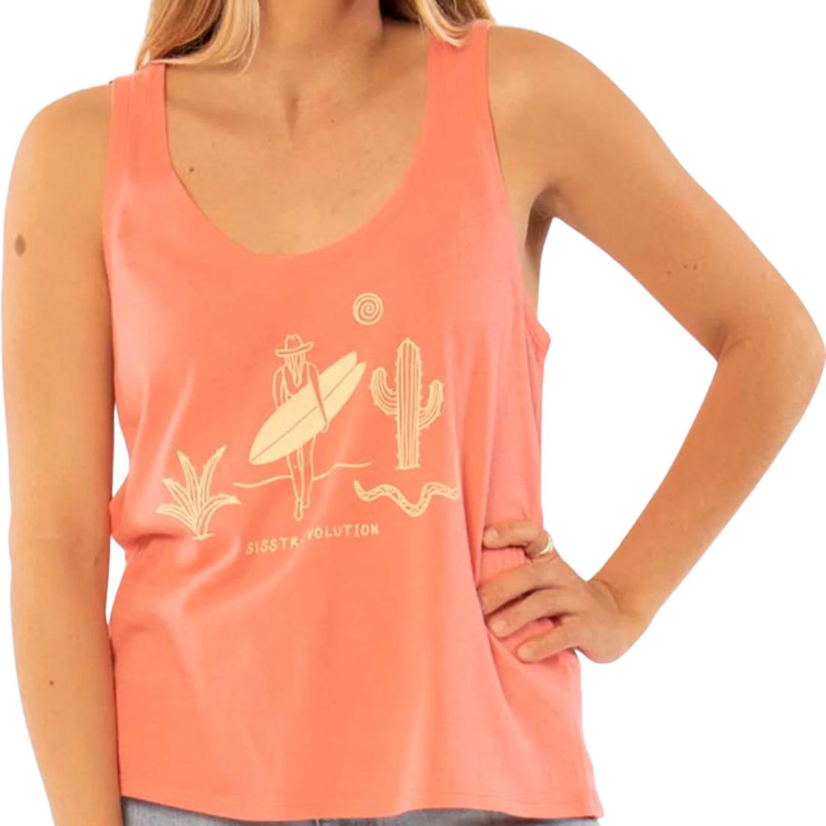 Sisstrevolution Desert Ride Knit Tank in Coral Flame - BoardCo