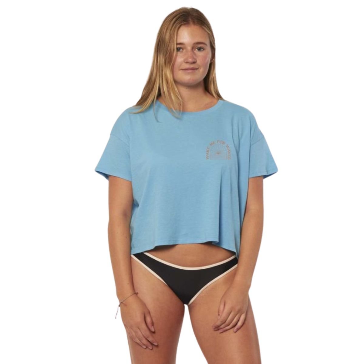Sisstrevolution Wake Me For Waves Crop Tee in Ocean - BoardCo